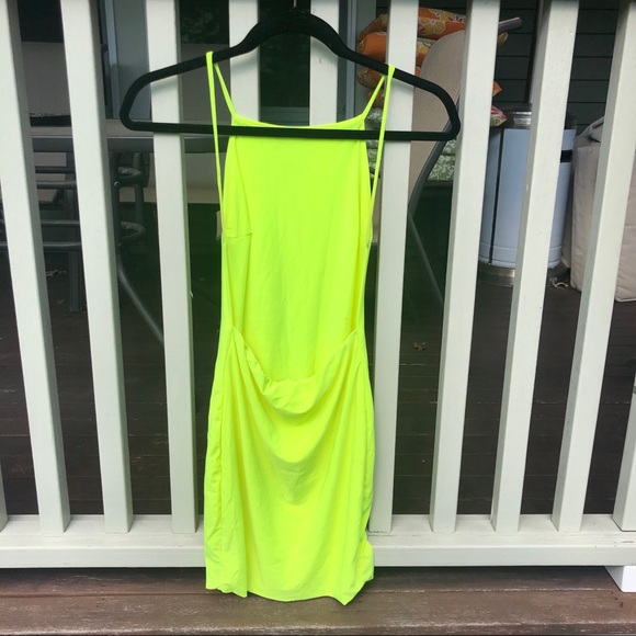 DONATED Neon Green Body-con Dress - Picture 2 of 2